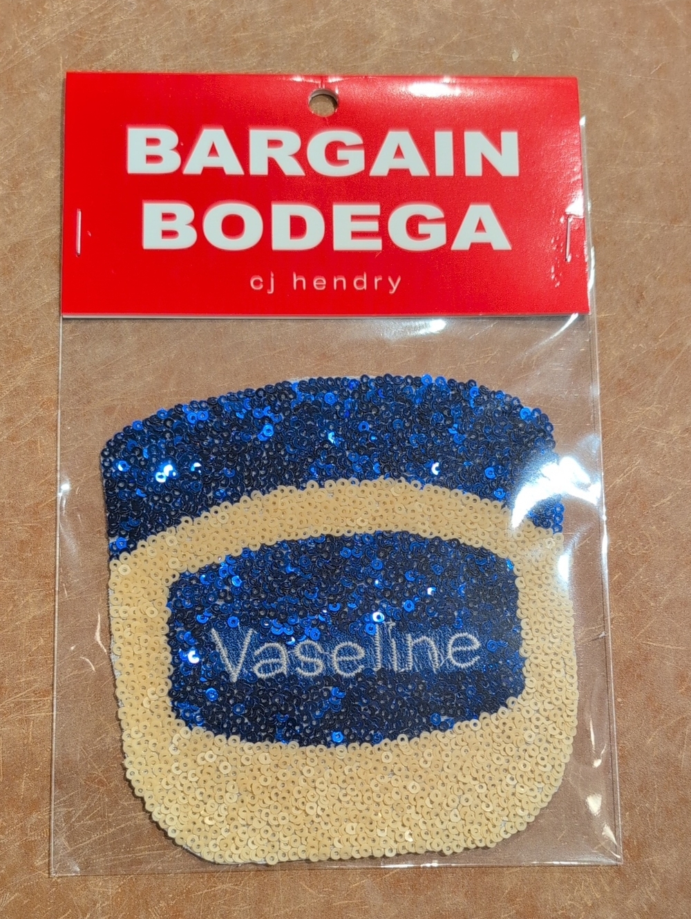 Blue and Cream Vaseline Sequin Patch